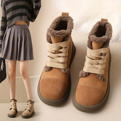 Women's Plush Snow Boots Retro Warm Ankle Boots