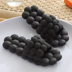 Women's Indoor Bubble Slides Solid Massage Lychee Open Toe Non Slip Shoes
