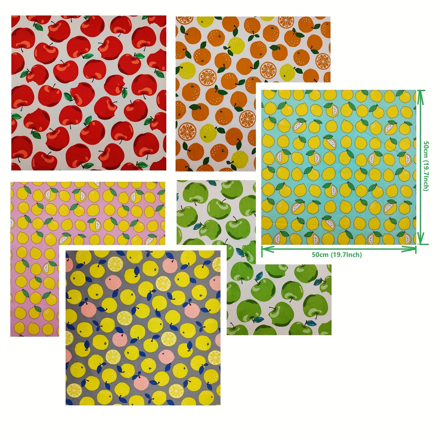 6pcs Fruit Series Quilting Fabric Cotton Craft DIY Doll Clothes Fabric