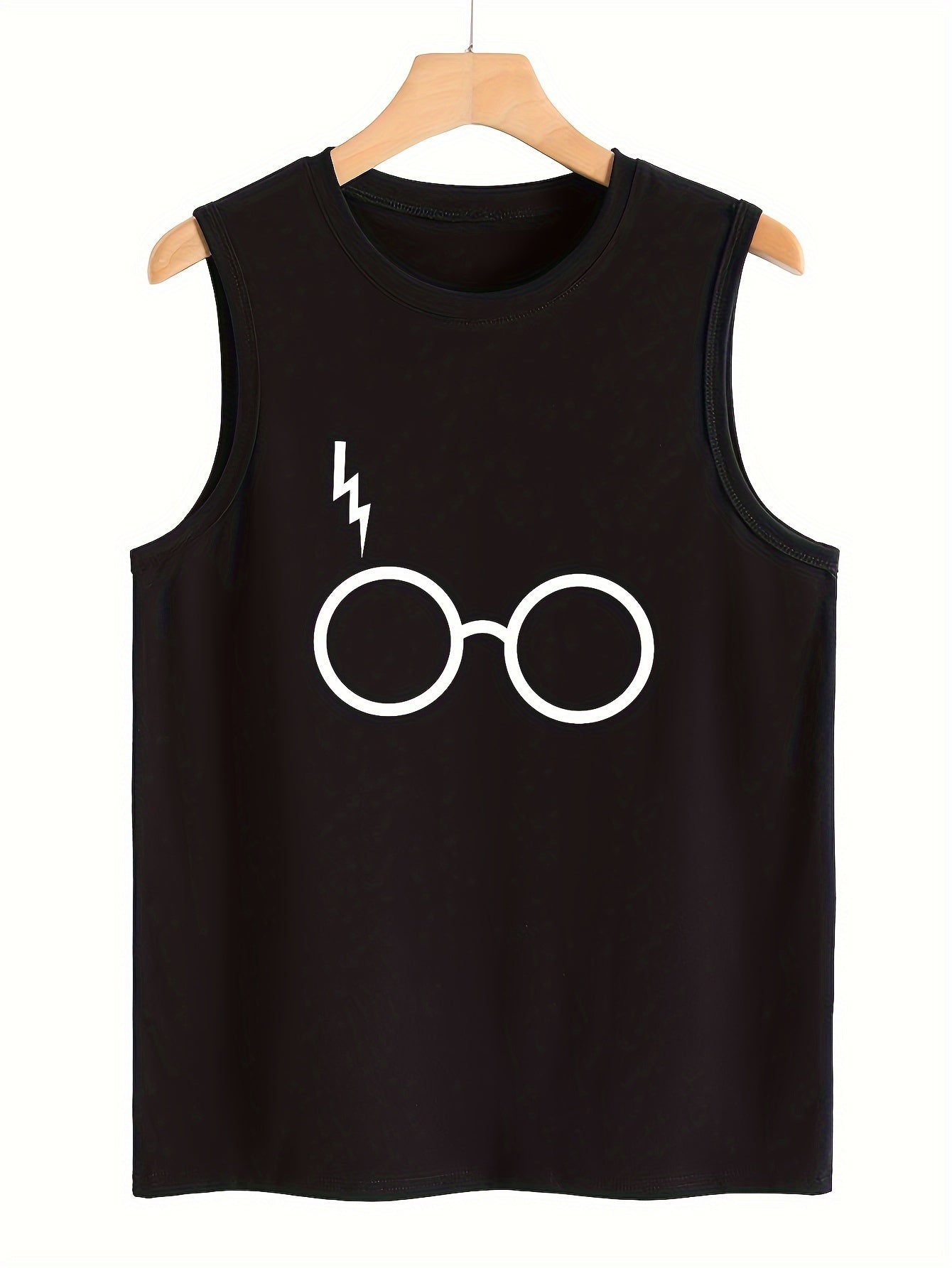 Glasses Print Sleeveless Sports Vest Round Neck Casual Tops
