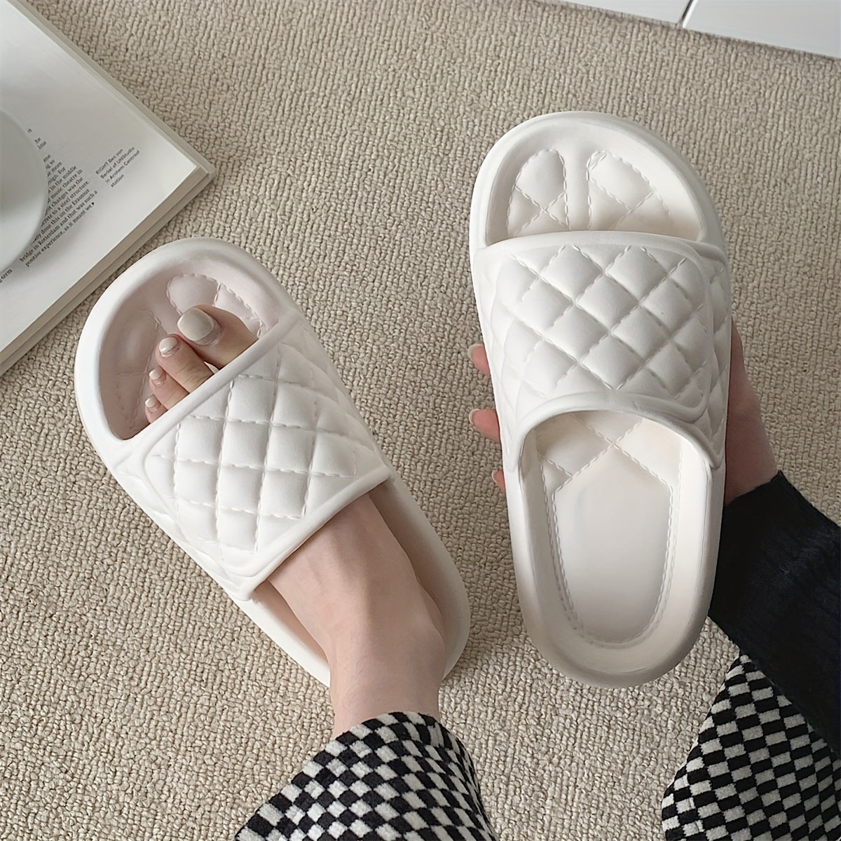 XIXITIAO Casual Open Toe Slippers For Boys Lightweight Non-slip Indoor Slippers
