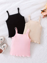 3pcs Girls Stretchy Sleeveless Cami Tops for Summer