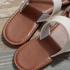 Women's Woven Strap Slippers Faux Leather Slip On Shoes