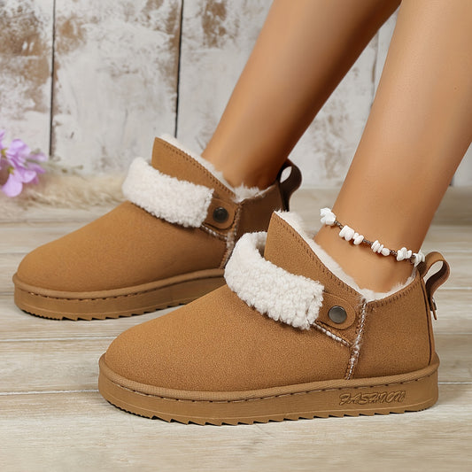 Women's Plush Lined Thermal Snow Boots Non Slip Flat Outdoor Shoes