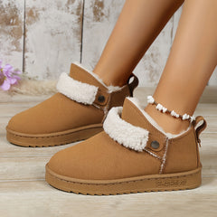 Women's Plush Lined Thermal Snow Boots Non Slip Flat Outdoor Shoes