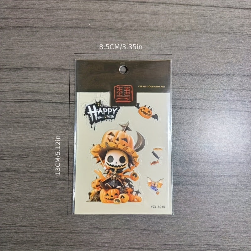 Halloween 5D Sticker Tumbler Cartoon Jack O' Lantern with Pumpkins Bats