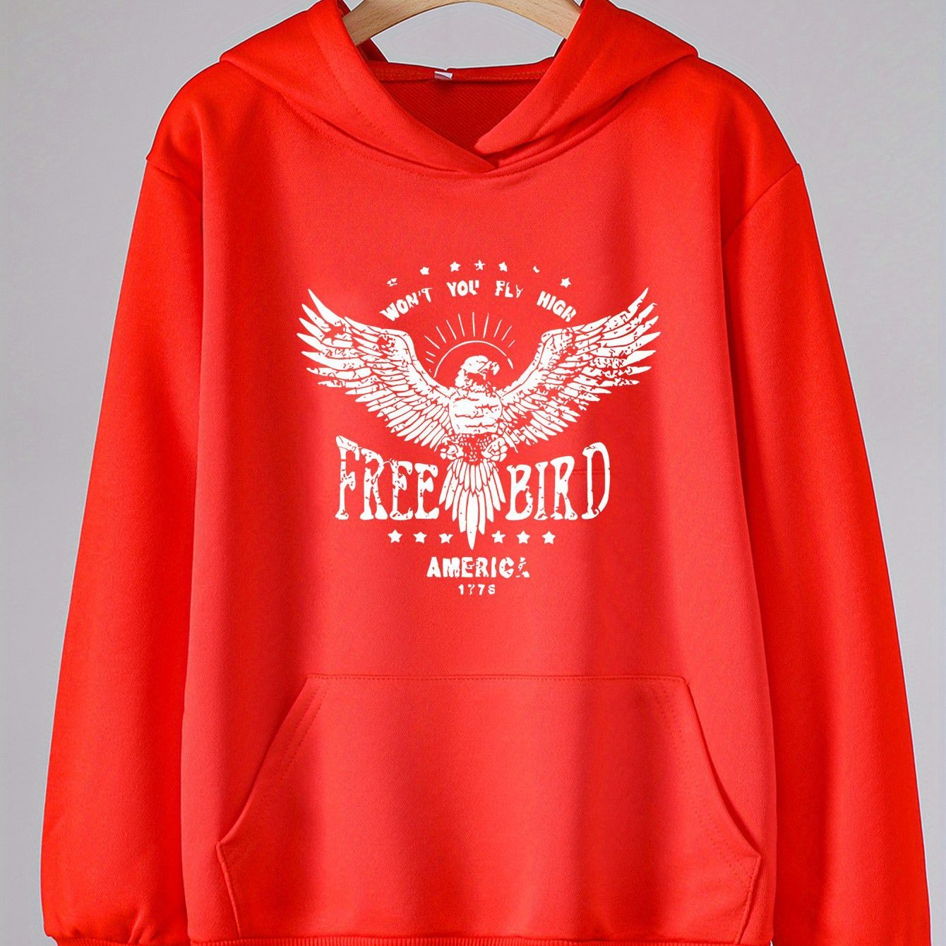 Girls Bird Graphic Hooded Sweatshirt For Spring Fall