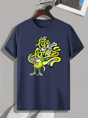 Rock Pattern Print Men's Sports Tee Shirt For Fitness Activities