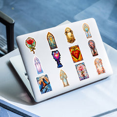 50pcs Blooming Baroque Window Flower Stickers for Laptop Helmet