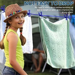 Retractable Portable Clothesline Travel Clothing Line 12 Clothes Clips