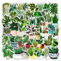 50pcs Green Plant Potted Graffiti Waterproof Stickers DIY Creative Toys