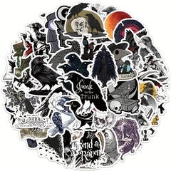 50pcs Crow Waterproof Stickers for Water Cups Notebooks & More