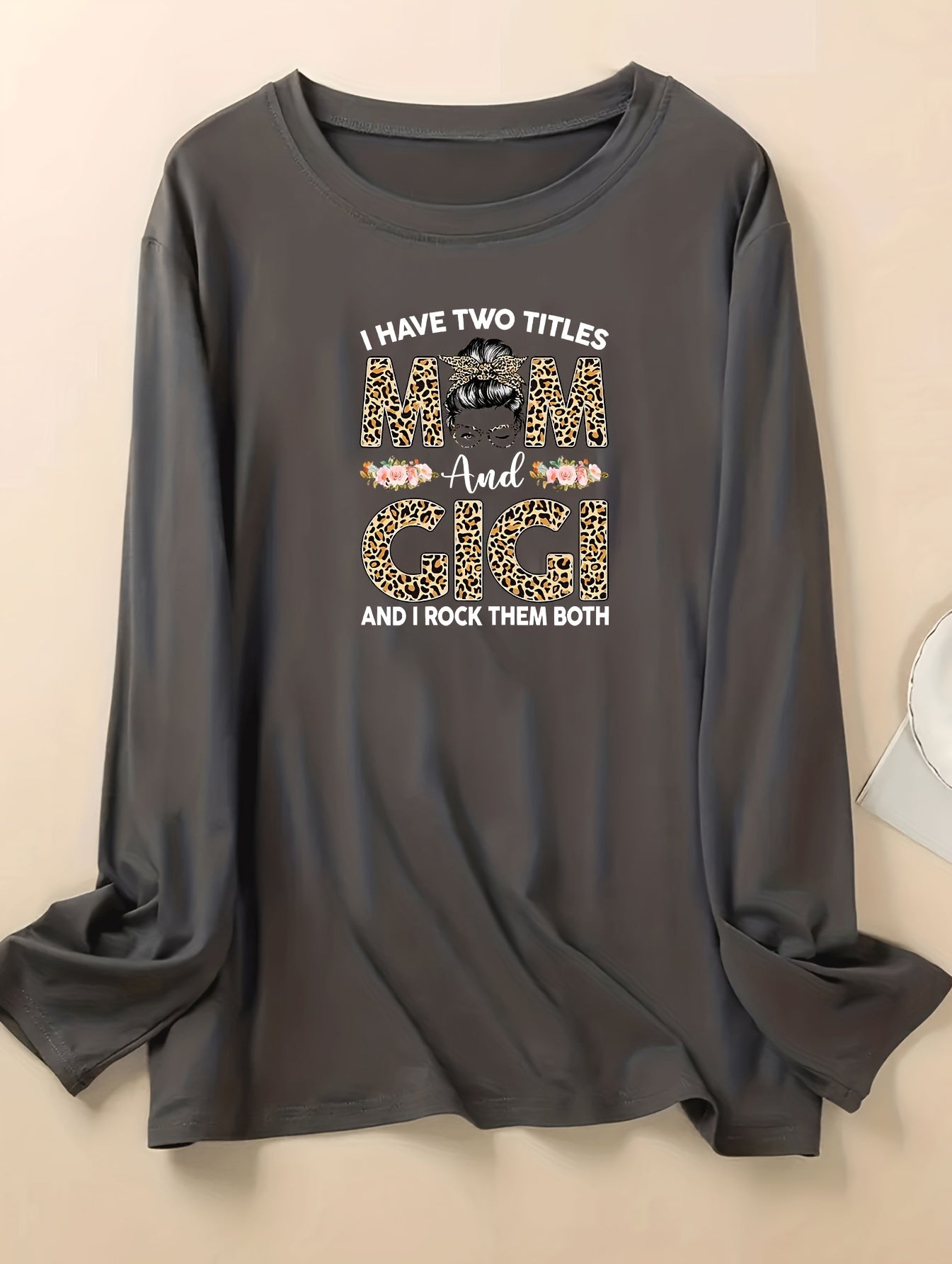 Cartoon Figure & Leopard Letter Print Tee
