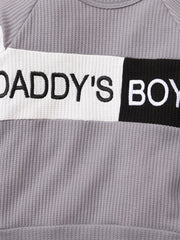 2pcs Daddy's Boy Colorblock Sweatshirt Matching Pant