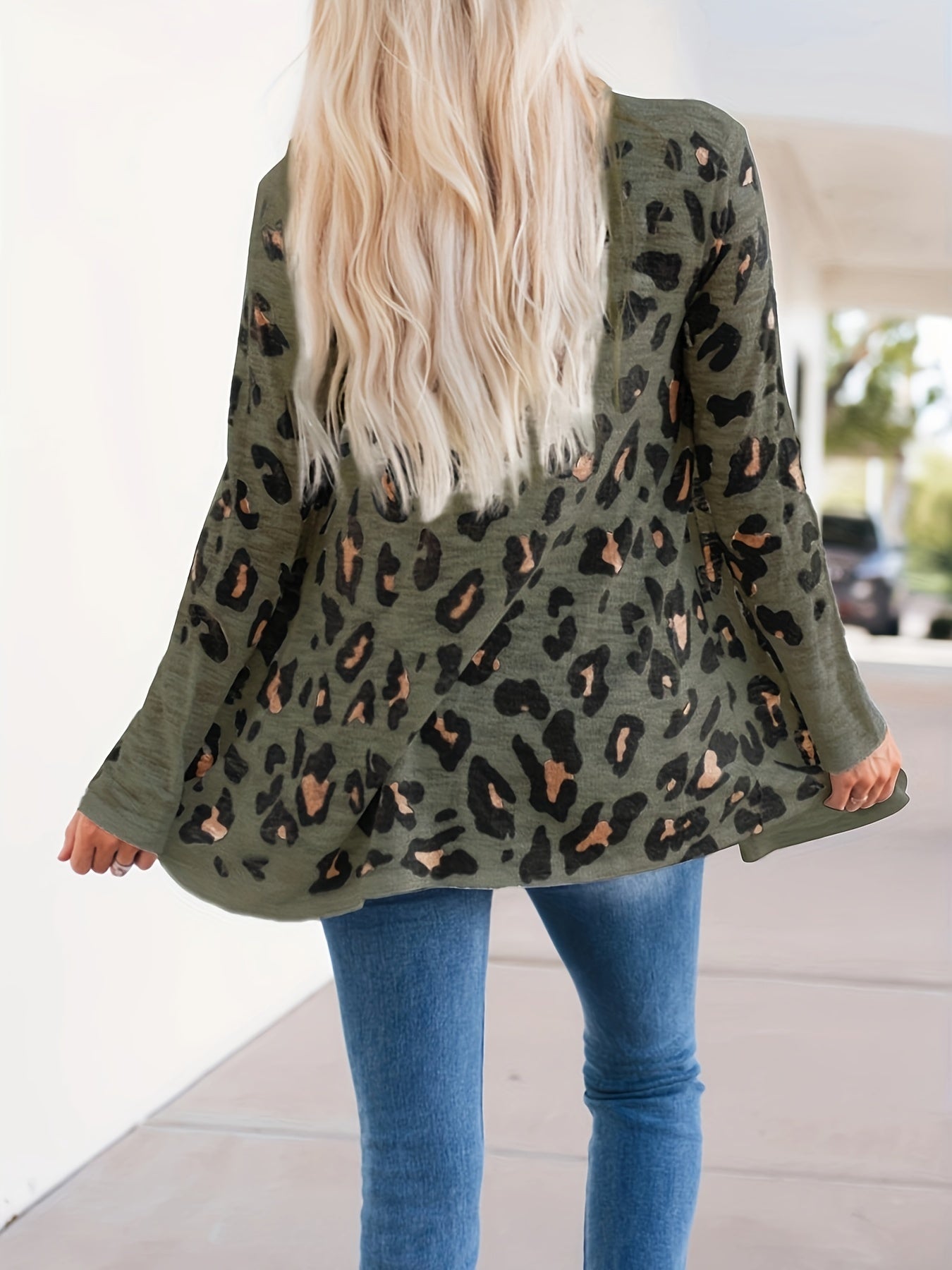 Leopard Print Long Sleeve Cardigan for Women