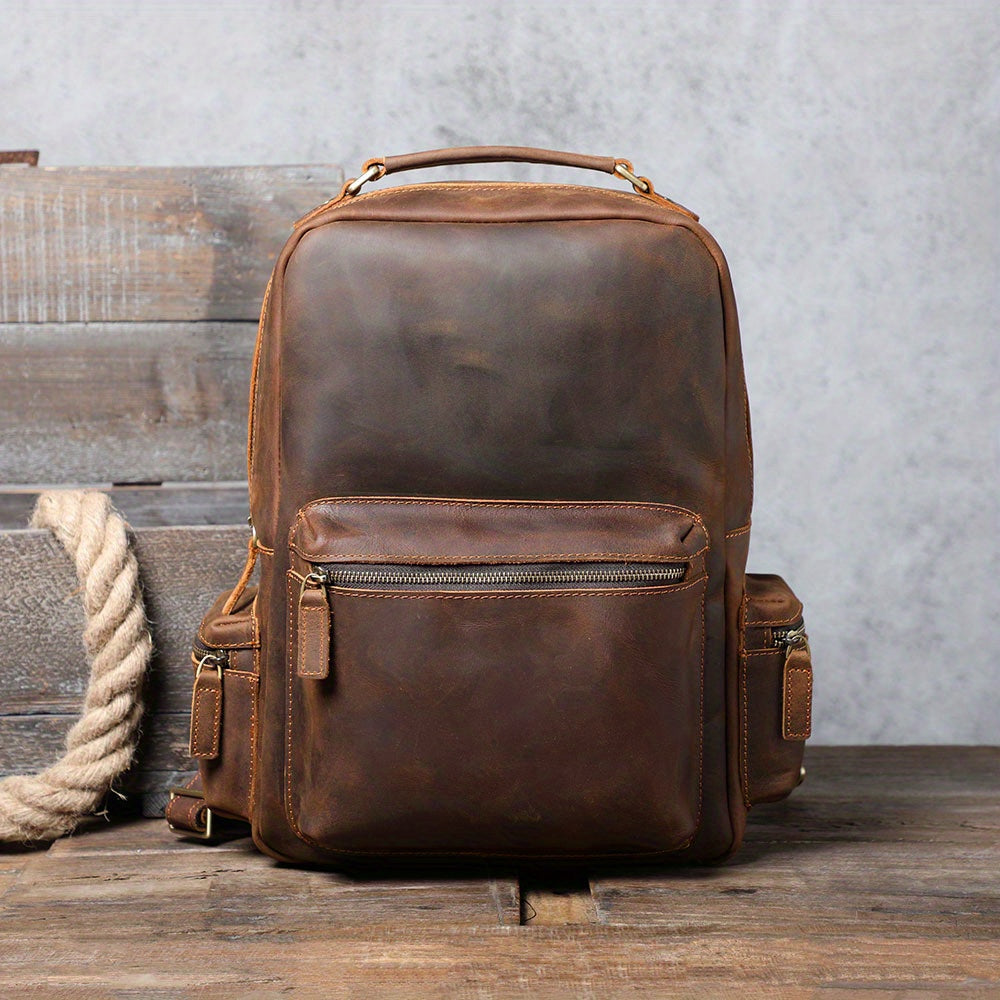 Vintage Retro Leather Backpack Casual Men's Women's Backpack