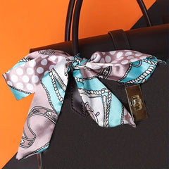 2pcs Set Skinny Scarf & Scarf Ring Dotted Long Ribbon Neckerchief