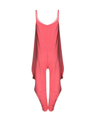 Solid Spaghetti Harem Jumpsuit Casual Ruffle Trim Sleeveless Baggy Jumpsuit