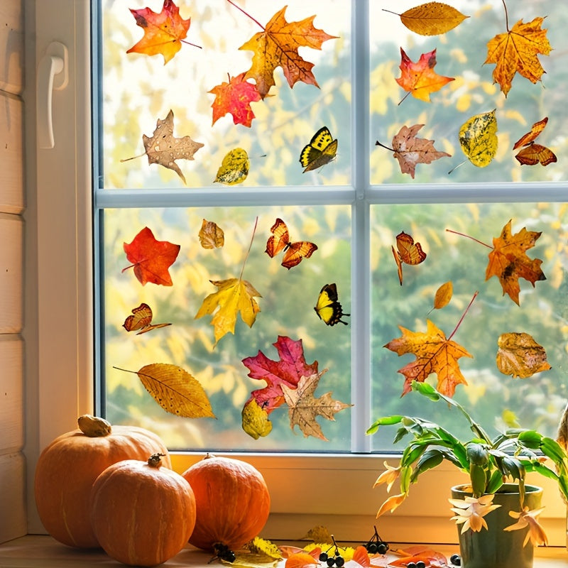 Thanksgiving Maple Leaf Butterfly Window Sticker