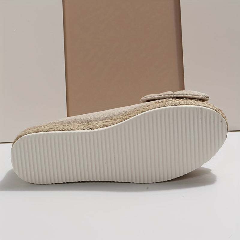 Women's Bowknot Slip On Low Round Toe Espadrilles Shoes