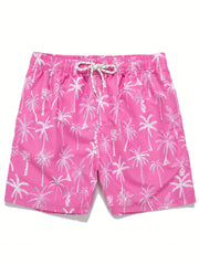Men's Quick Dry Hawaiian Board Shorts Coconut Tree Swim Trunks