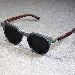 Vintage Polarized Square Sunglasses - Wood Grain UV400 Sun Shades
