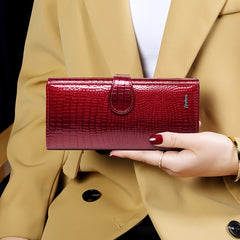 Women's Crocodile Embossed Trifold Long Wallet