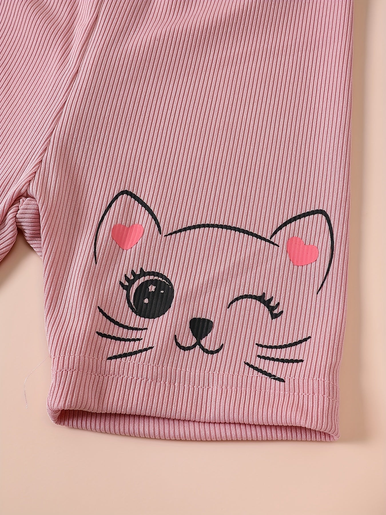 Kitten Print Bike Shorts for Girls - Comfy Casual Wear for Summer