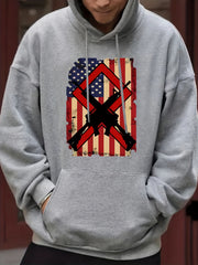 Men's Flag Print Hooded Sweatshirt Long Sleeve Personalized S