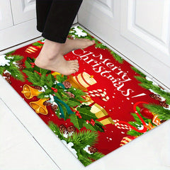Red Christmas Pattern Floor Mat Soft Anti Fatigue Kitchen Mat