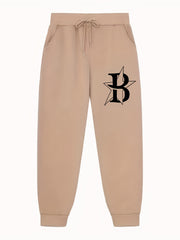 Letter Print Star Pattern Joggers Men's Casual Loose Fit Pants