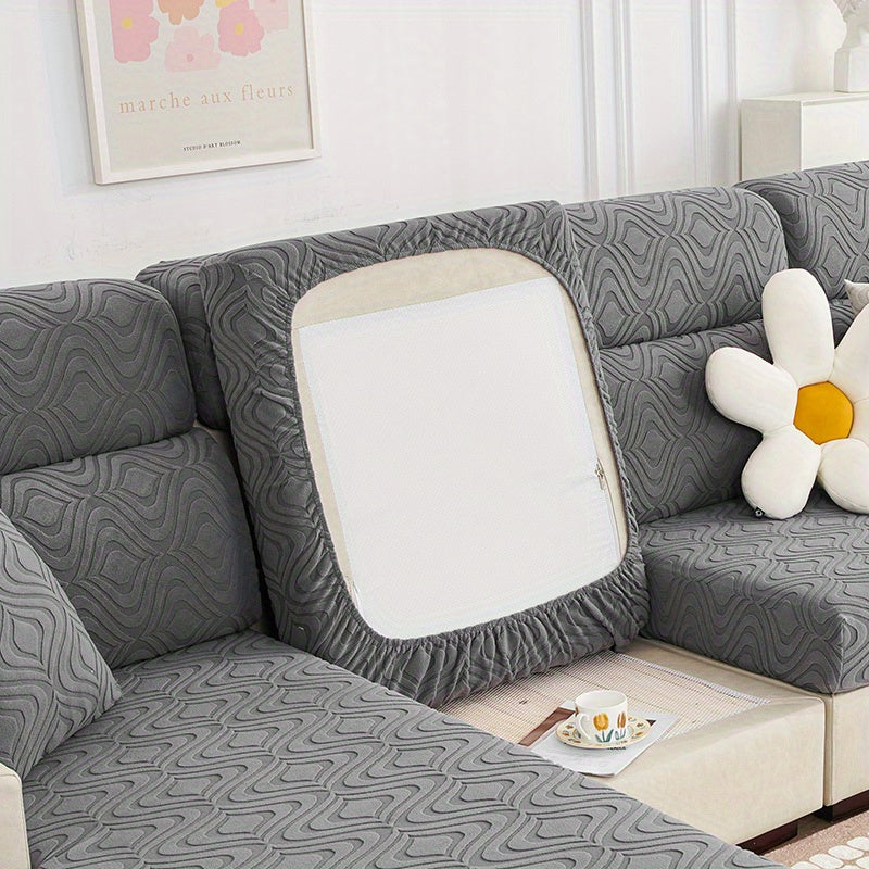 Solid Jacquard Stretch Sofa Slipcover Elastic Band Furniture Protector Sofa Cove