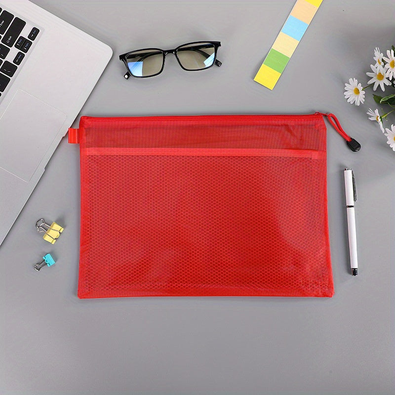 A4 PVC Matte Clip Mesh Bag Student Office Portable Storage Zipper Bag