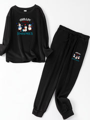 Snowman Print Fleece Lounge Set