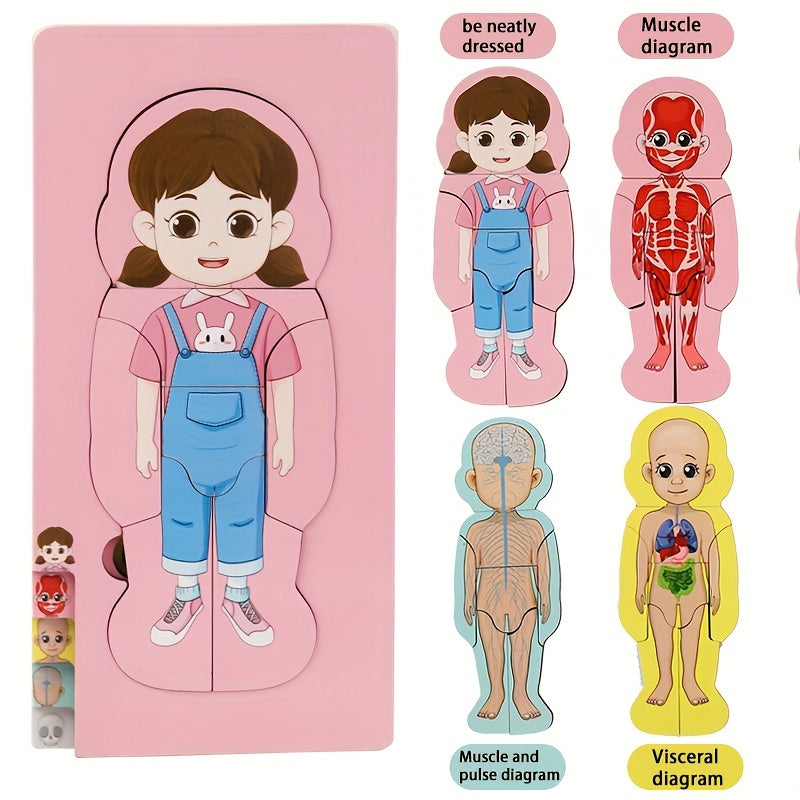 Wooden Anatomy Learning Puzzle Educational Toy for Boys & Girls