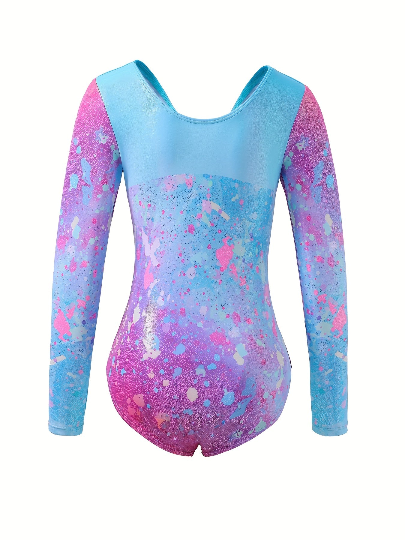 Girls Gradient Graffiti Print Long Sleeve Gymnastics Suit
