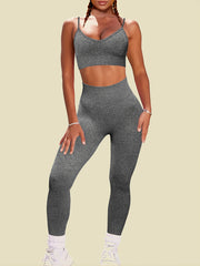 2pcs Women's Seamless Sports Bra & High Waisted Leggings