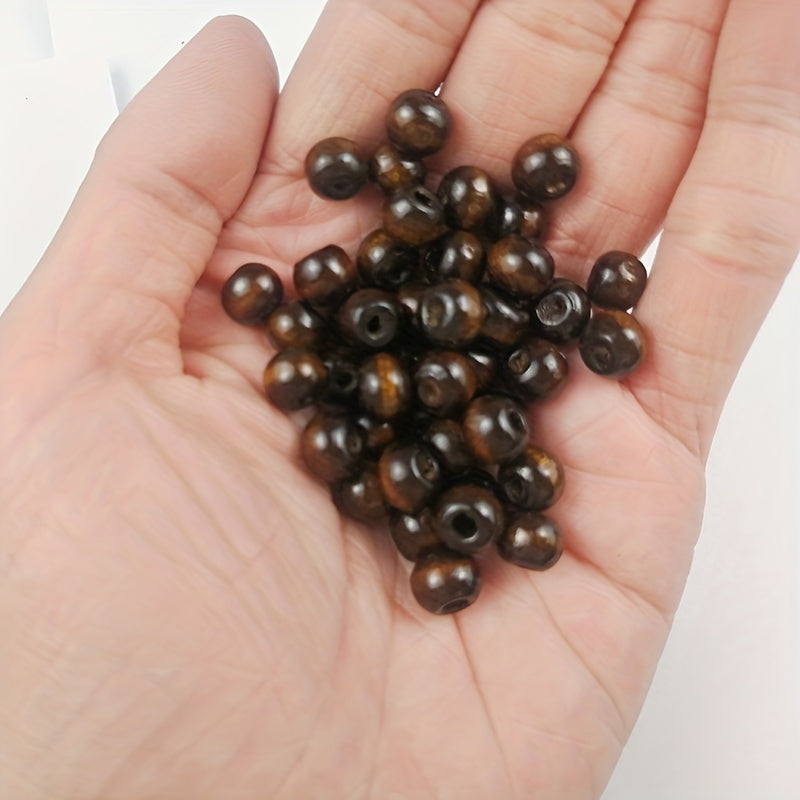 20mm Brown Wood Beads Large Hole Glossy Loose Beads DIY Jewelry Making