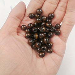 20mm Brown Wood Beads Large Hole Glossy Loose Beads DIY Jewelry Making