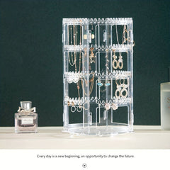 360 Degree Rotating Jewelry Organizer Earring Holder Clear Jewelry Display Rack