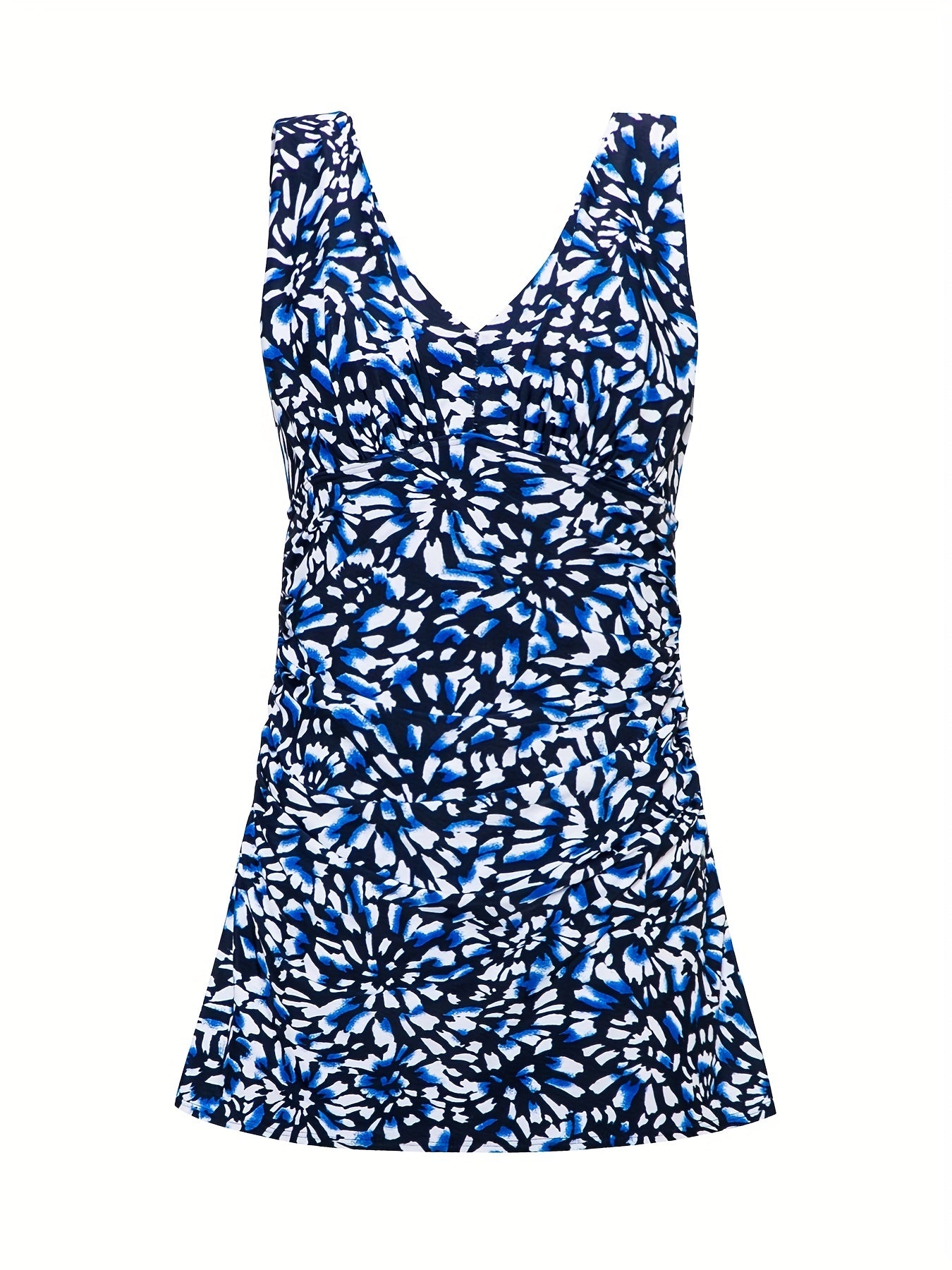 Floral Print V Neck One Piece Swimsuit