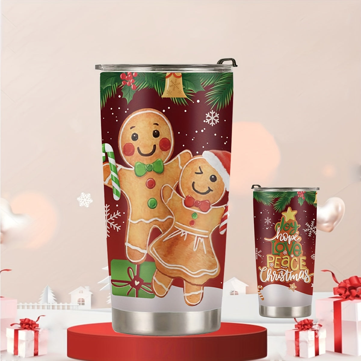 Christmas Pattern Stainless Steel 590ml Insulated Tumbler