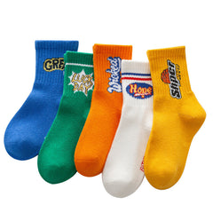 Boys Street Style Sports Socks - Set of 5 Pairs