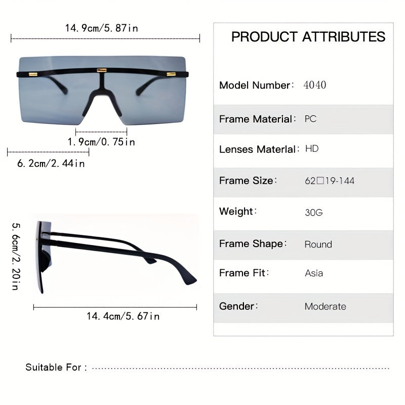 Y2K Oversized One Piece Sunglasses Rivet Decor Gradient UV400