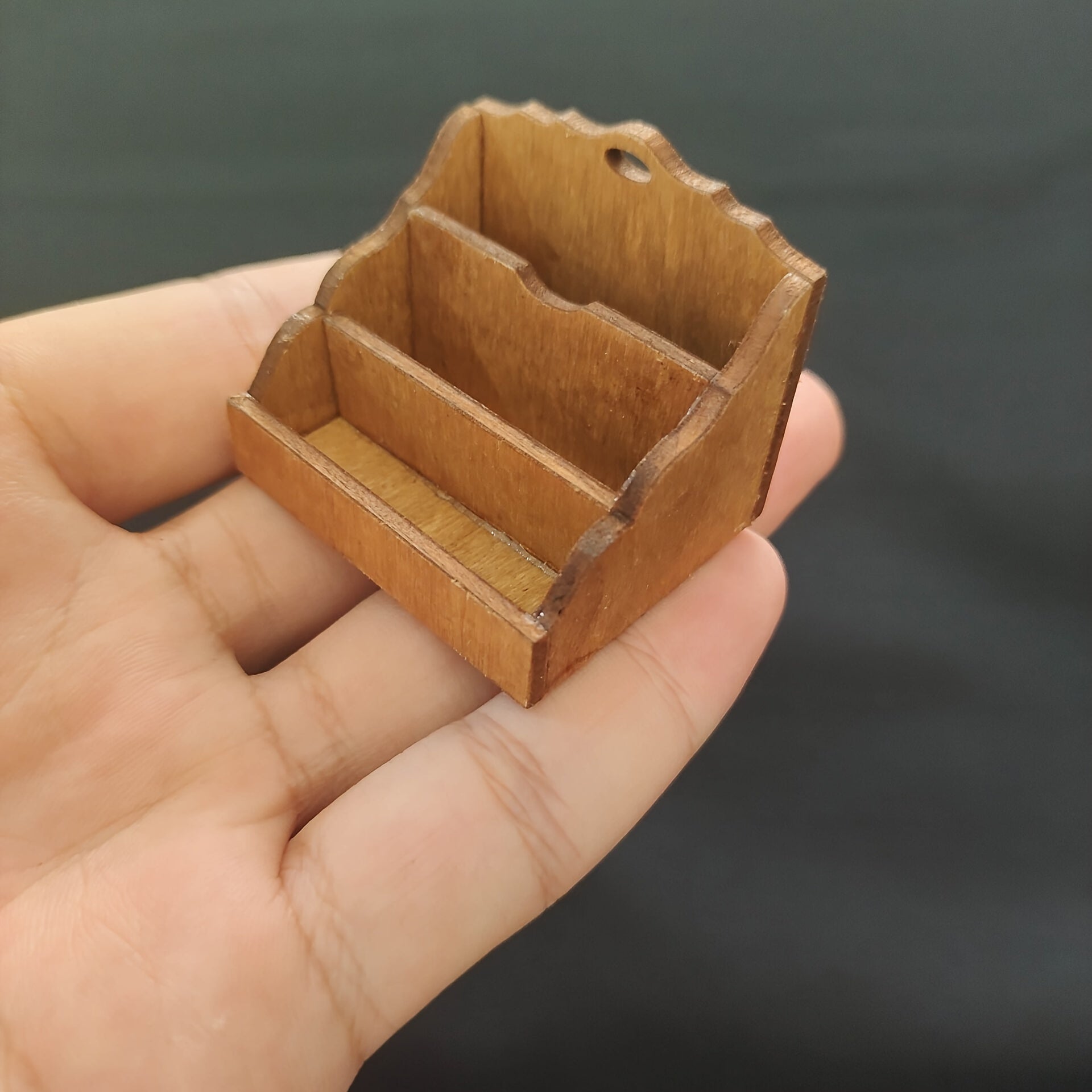 Wooden Dollhouse Storage Rack with Books and Desk Accessories