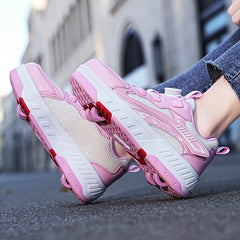 Girl's Roller Shoes Rotating Buckle Wheel Skate Sneakers