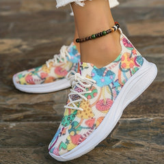Women's Mushroom Pattern Lace Up Running Shoes Halloween Sneakers