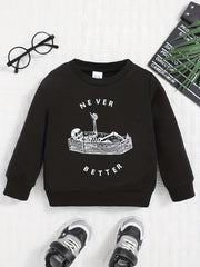 Skeleton Print Sweatshirt Halloween Party Top Baby Girls Boys T shirt