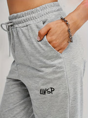 Letter Embroidered Jogger Sweatpants Casual Pocket Drawstring Pants
