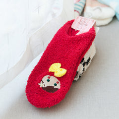 2 Pairs Women's Casual & Ankle Socks - Thick & Warm Cartoon Animal Design